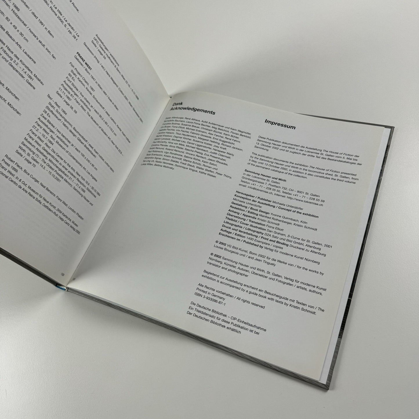 The House of Fiction | Sammlung Hauser und Wirth/3 exhibition catalogue, 2002