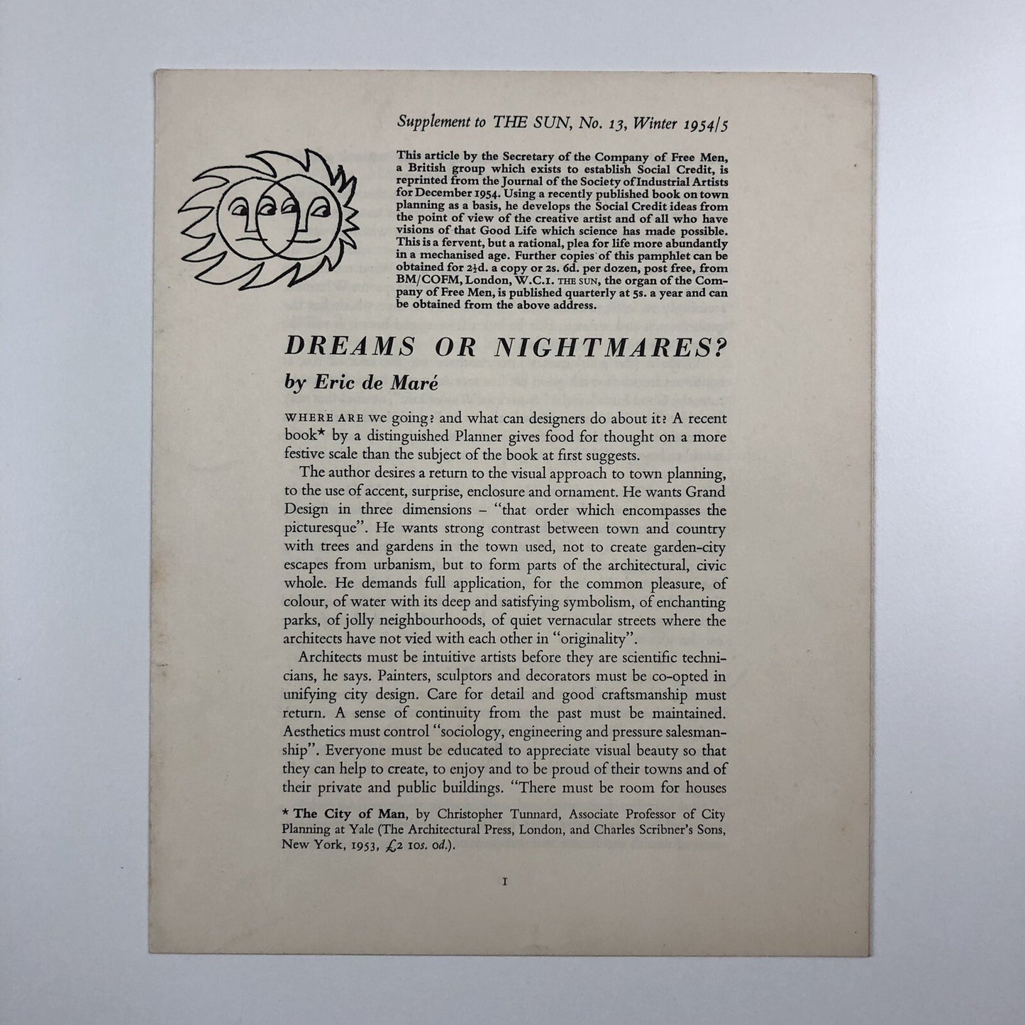 Supplement to The Sun, No. 13 Winter 1954/5 | Dreams or Nightmares? Eric de Maré