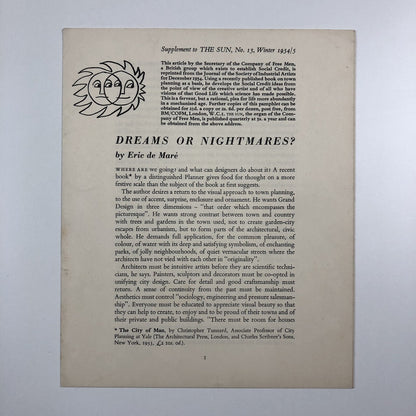 Supplement to The Sun, No. 13 Winter 1954/5 | Dreams or Nightmares? Eric de Maré