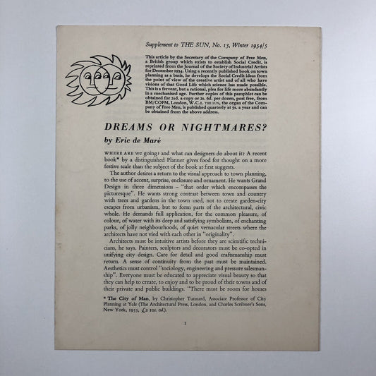 Supplement to The Sun, No. 13 Winter 1954/5 | Dreams or Nightmares? Eric de Maré