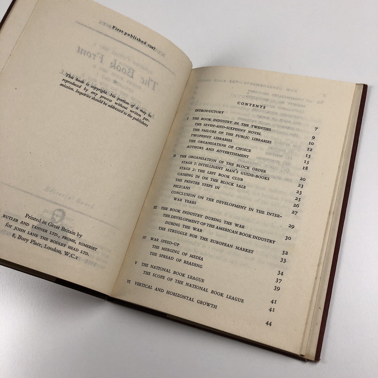 The Book Front New Developments by A. Calder-Marshall | The Bodley Head, 1947