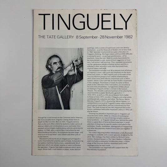 Gallery guide Tinguely |Tate Gallery 1982