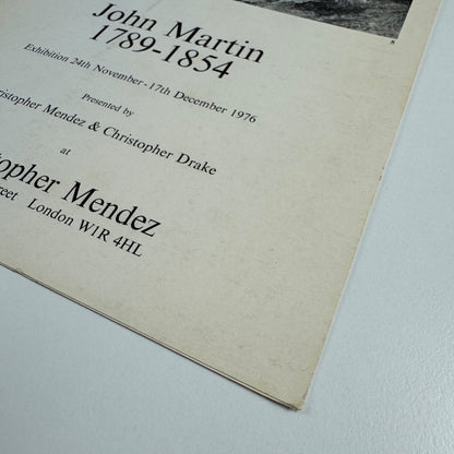Leaflet/catalogue John Martin 1789-1854 | Christopher Mendez 1976