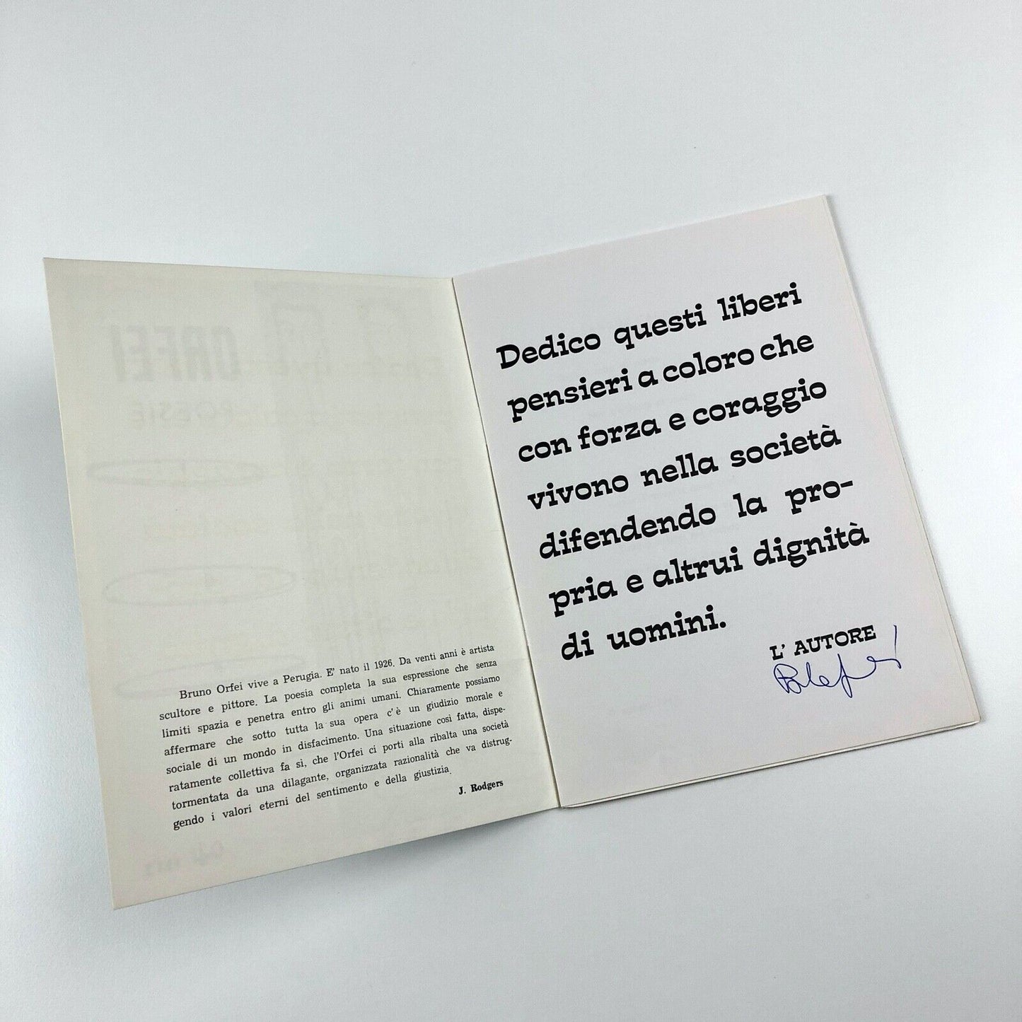 [Bruno] Orfei Poesi Introduction | J. Rodgers Editore Guerra, Perugia 1968