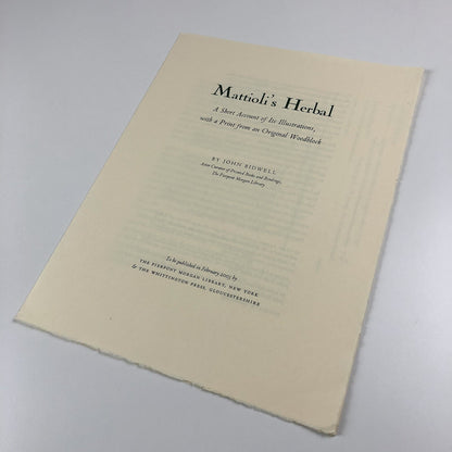 Prospectus for Mattioli's Herbal by John Bidwell | Whittington Press 2003