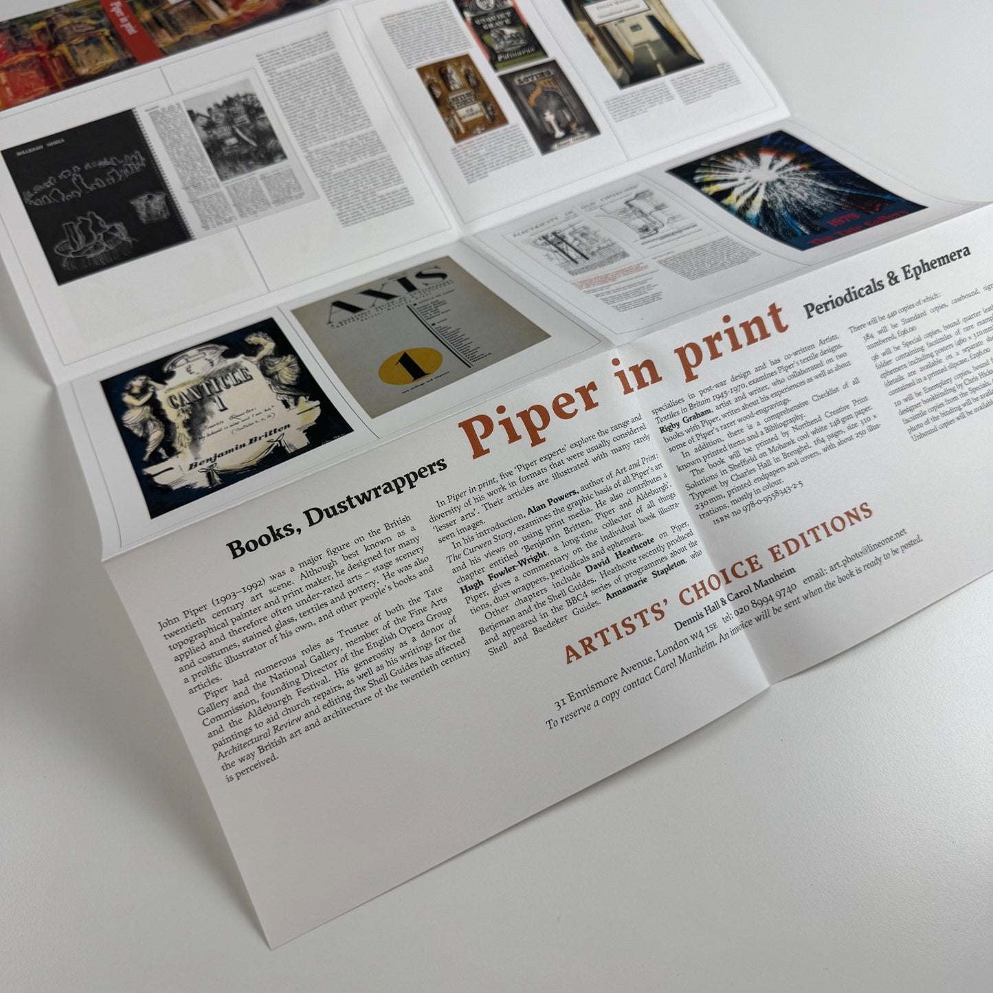 Fold-out promotional leaflet Piper in Print Artists' Choice Editions, 2010