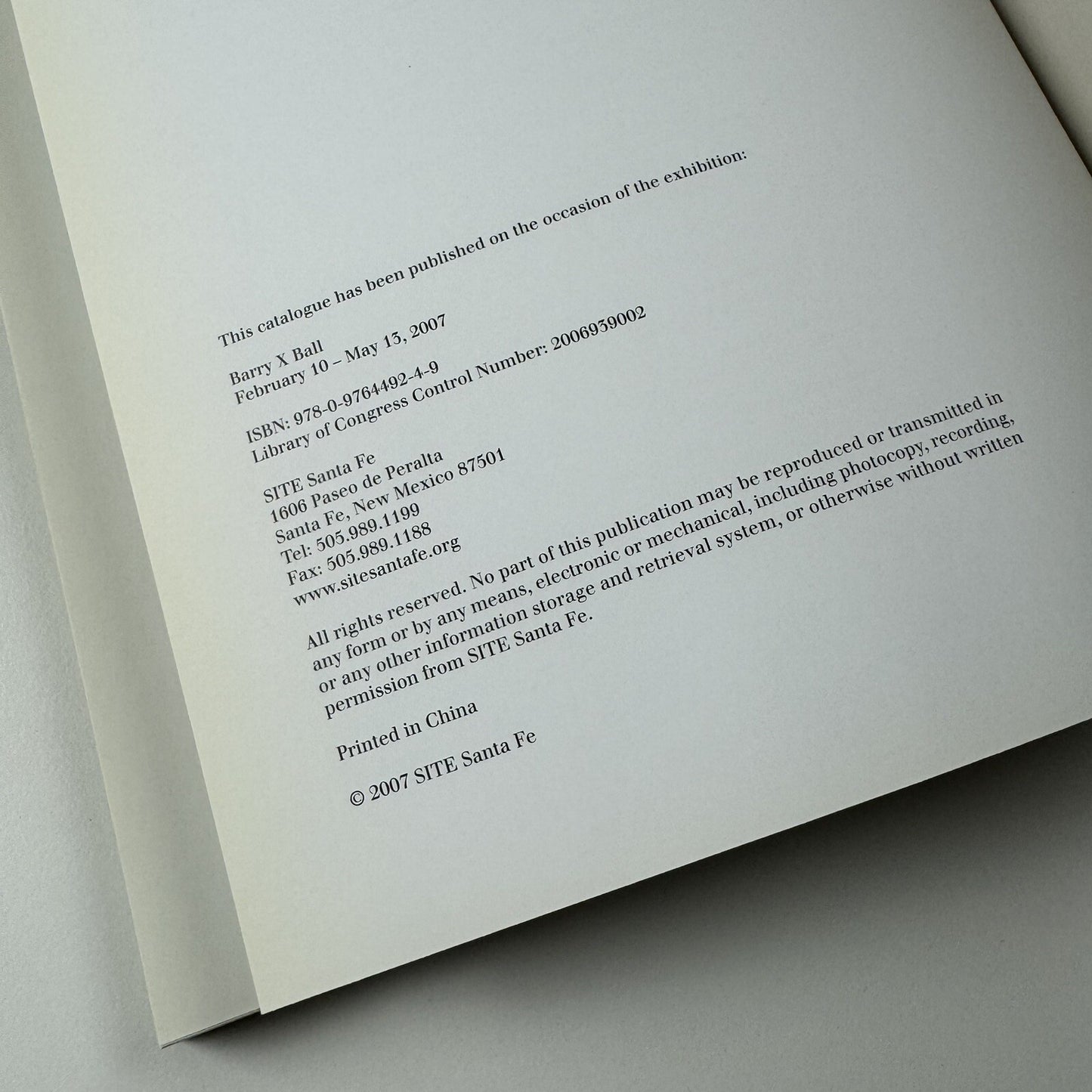 Barry X Ball Site | SITE Sante Fe 2007 exhibition catalogue