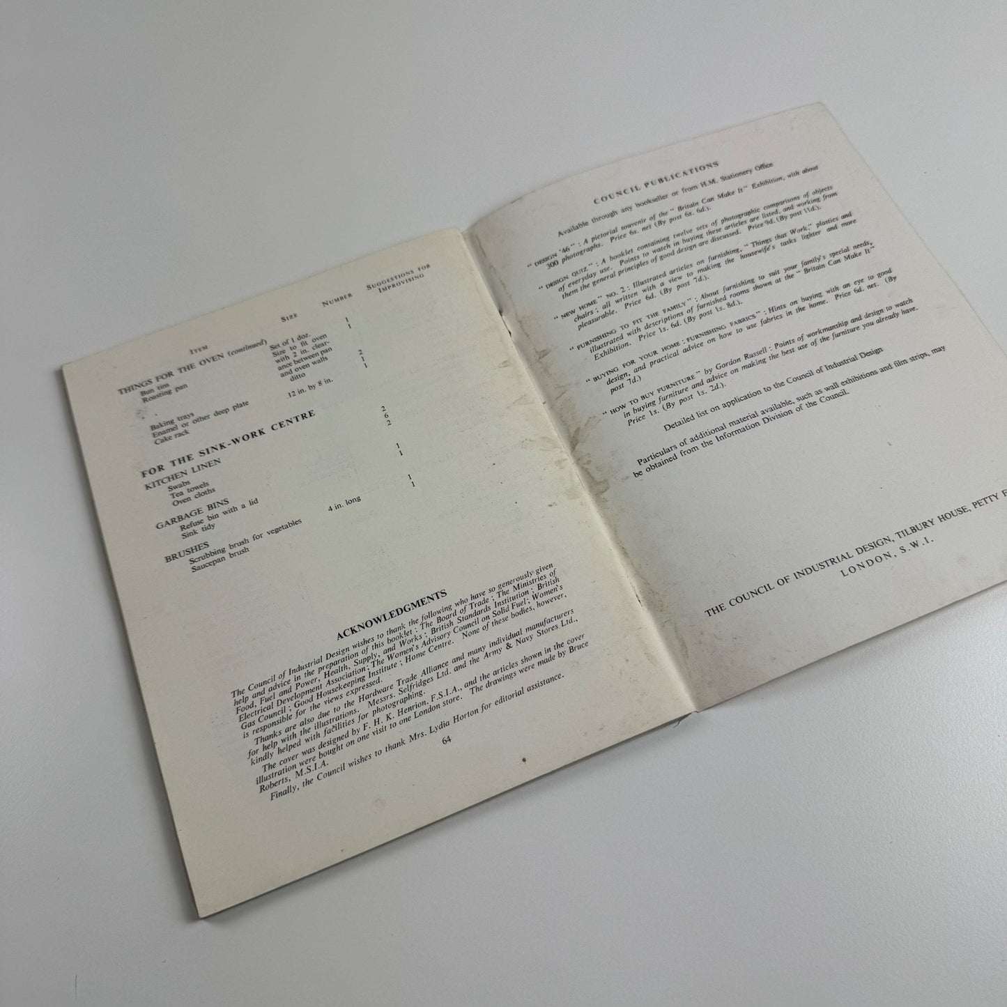 How to buy things for the kitchen. The Council of Industrial Design, 1948
