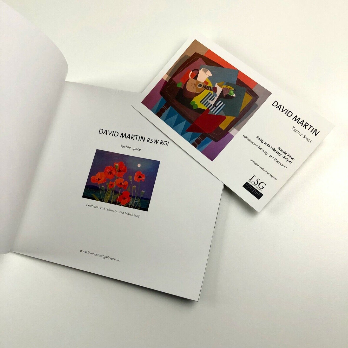 David Martin. Tactile Space | Lemon Street Gallery, Truro, 2015 catalogue and private view invitation