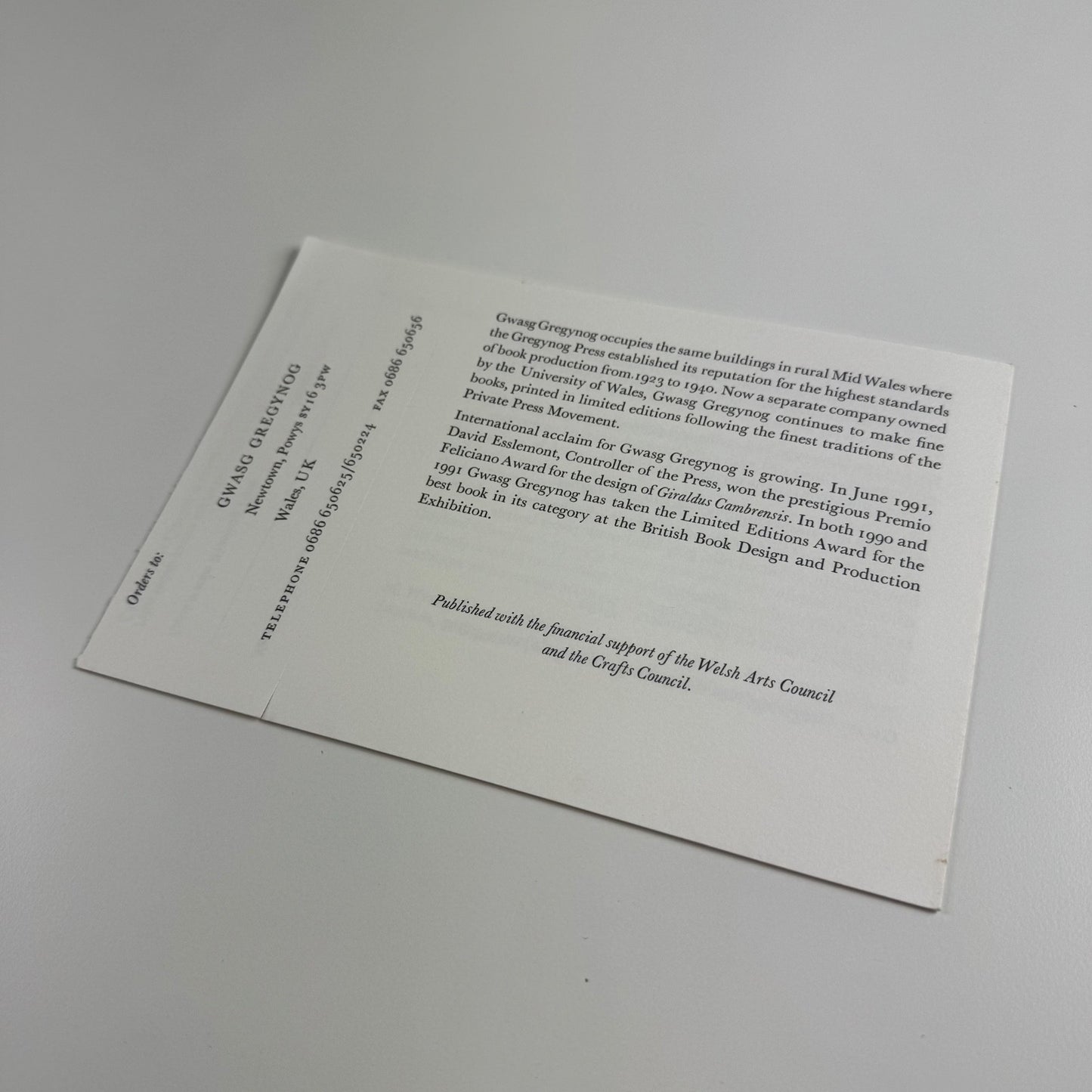Order form for Wrenching Times Poems from the drum-taps Walt Whitman, wood engravings by Gaylord Schanilec | Gwasg Gregynog