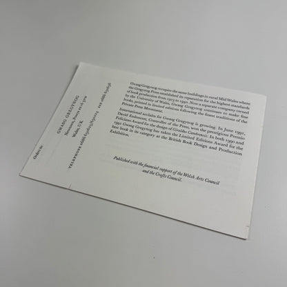 Order form for Wrenching Times Poems from the drum-taps Walt Whitman, wood engravings by Gaylord Schanilec | Gwasg Gregynog