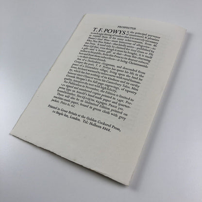 Prospectus leaflet – Goat Green or The Better Gift, Gwenda Morgan | Golden Cockerel Press, 1937