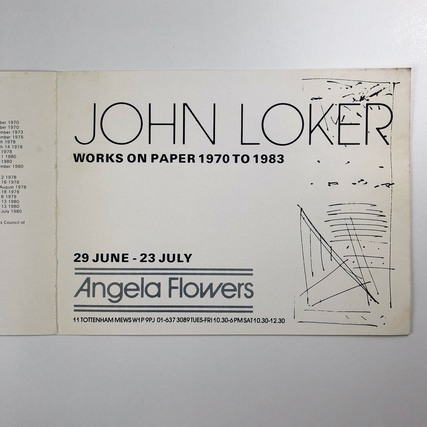 John Loker. Works on paper 1970 to 1983 | Angela Flowers, London | Folded card