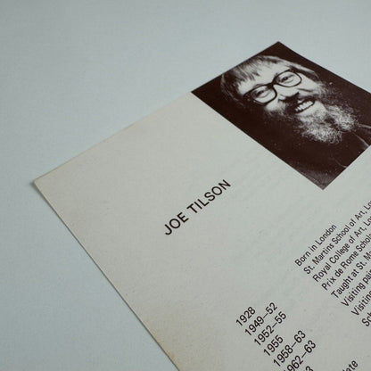 Leaflet on Joe Tilson from Oxford Gallery, Oxford. Undated presumed to be 1970s