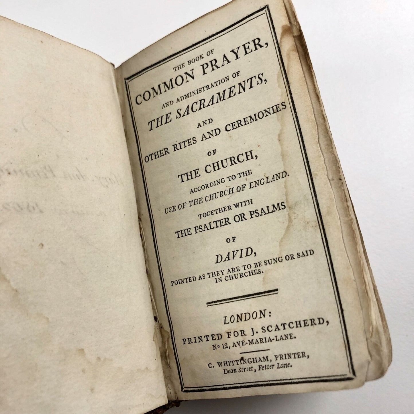 Miniature Book of Common Prayer | Publisher J. Scratcherd | Printed by Charles Whittingham | Inscribed Mary Ann Pennington, 1802