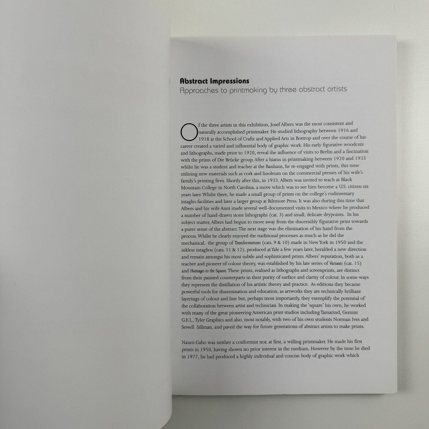 Abstract Impressions. Josef Albers, Naum Gabo, Ben Nicholson | Alan Cristea Gallery catalogue, 2012