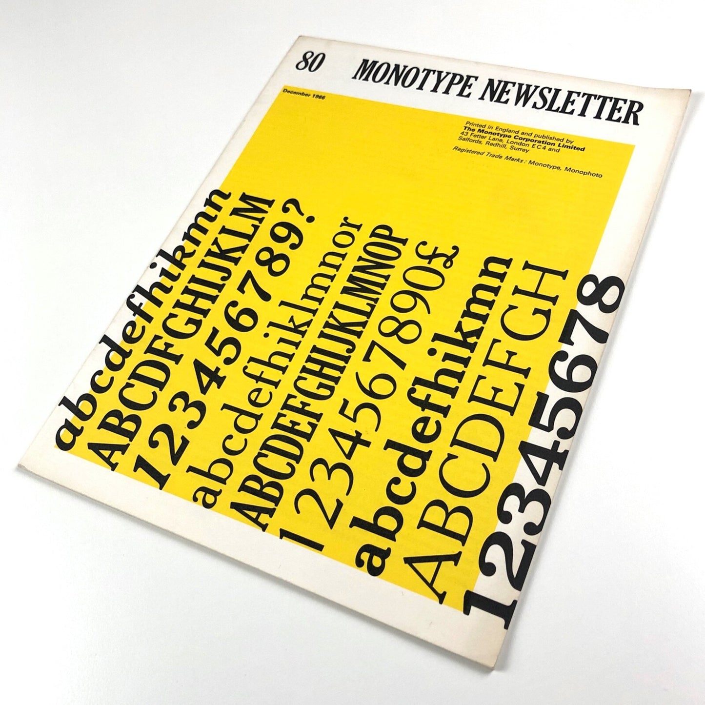 Monotype Newsletter 80 December 1966 | Includes filmsetting, Univers