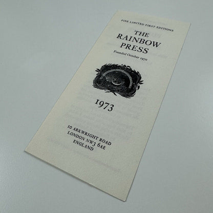 Leaflet to promote Pursuit by Sylvia Plath | The Rainbow Press, 1973