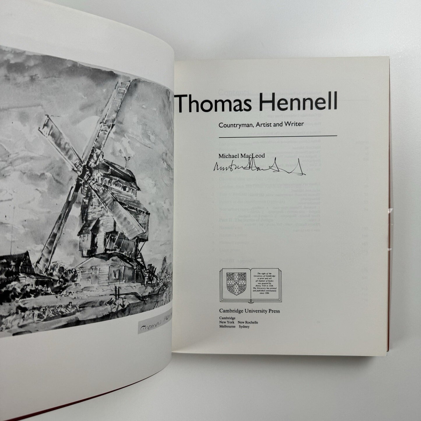 Thomas Hennell. Countryman, artist and writer by Michael MacLeod | Cambridge University Press, 1988 | Signed by the author
