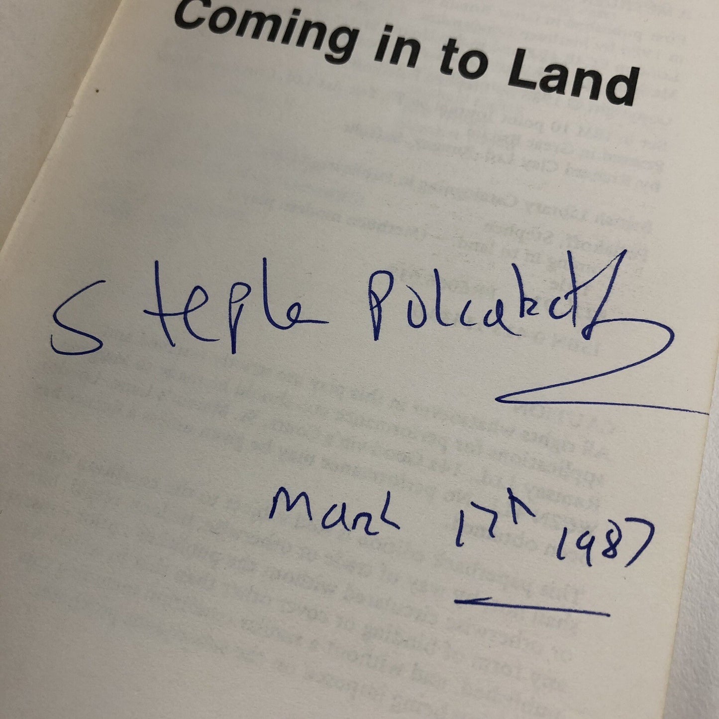 Coming in to Land by Stephen Poliakoff | Methuen, 1986 signed