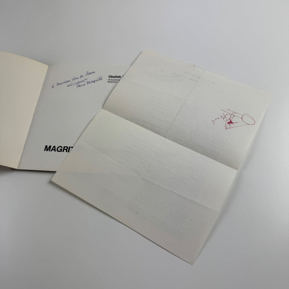 Rene Magritte. Paintings, Drawings, Gouaches | Obelisk Gallery, 1961 edited by Philip M. Laski | inscribed to the Belgian journalist Hugo van de Pierre by Magritte