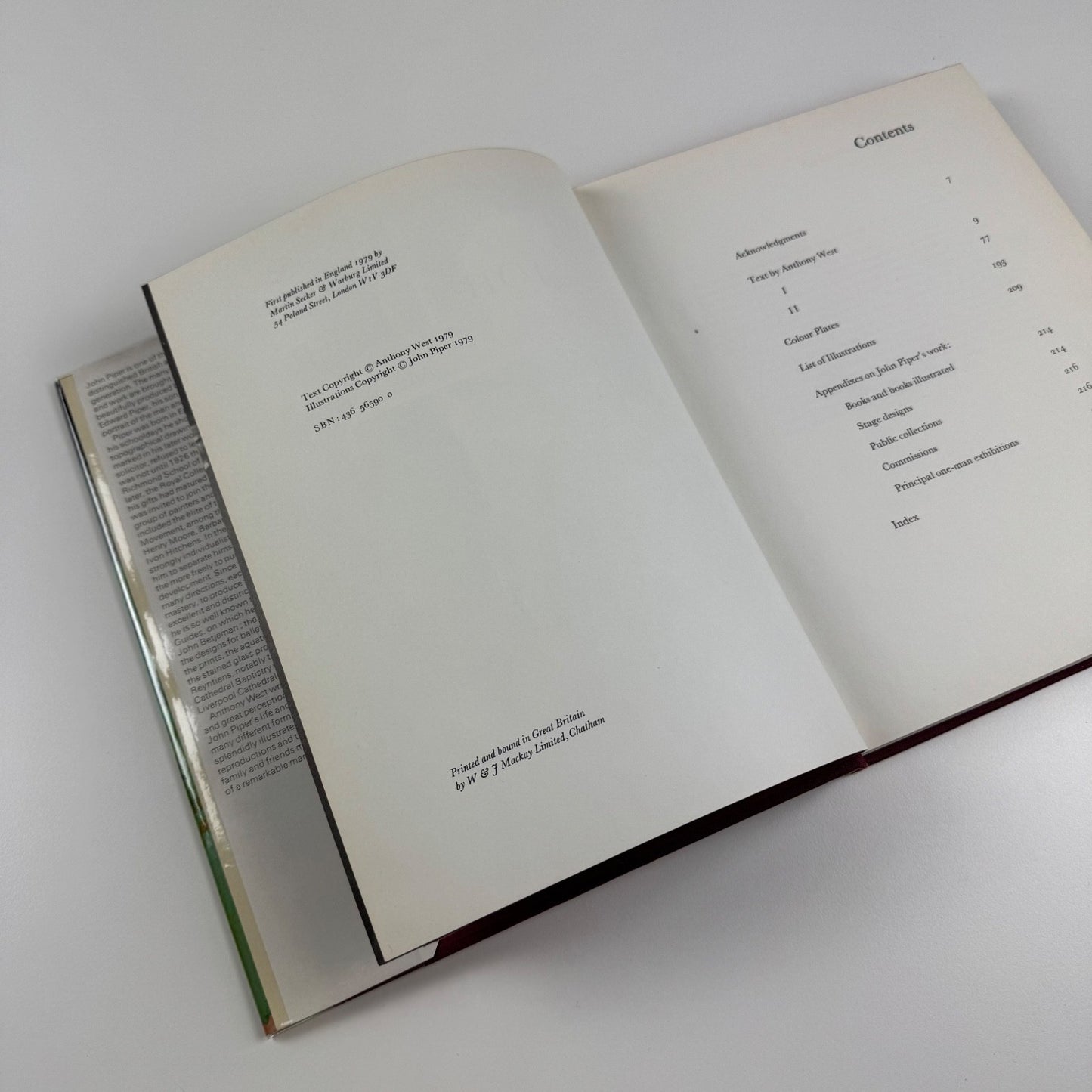 John Piper by Anthony West | Secker & Warburg, 1979