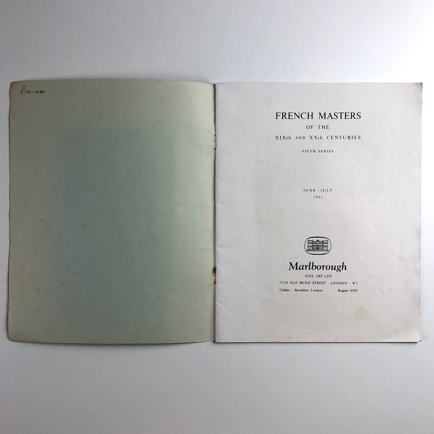 French Masters XIXth and XXth Centuries, 5th Series | Marlborough catalogue 1951