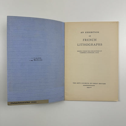 An Exhibition of French Lithographs from 1875 | Campbell Dodgson collection | Arts Council catalogue, 1947-8