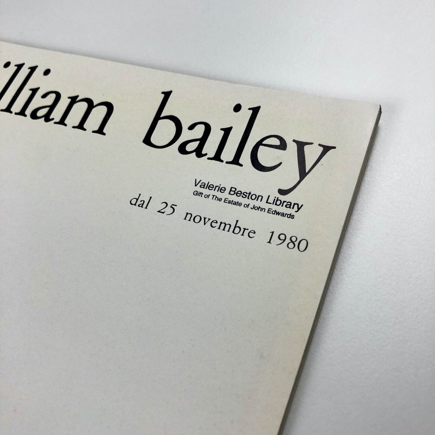 William Bailey | Galleria d'Arte Il Gabbiano Rome 1980 catalogue