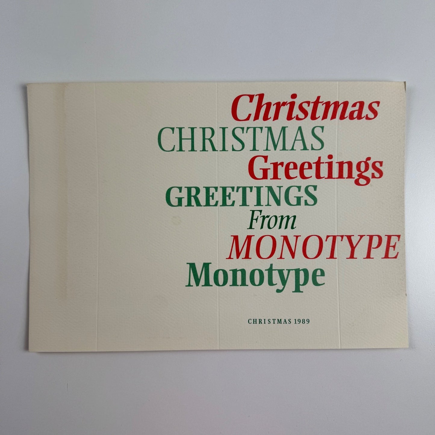Monotype Christmas card 1989, unfinished | Ellington | Design by Michael Harvey