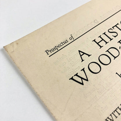 Prospectus for A History of Wood-Engraving by Douglas Percy Bliss | J.M. Dent & Sons Ltd, c .1928? | Cornish Brothers booksellers stamp