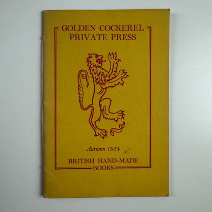 Golden Cockerel Private Press British Hand-made books Autumn 1954
