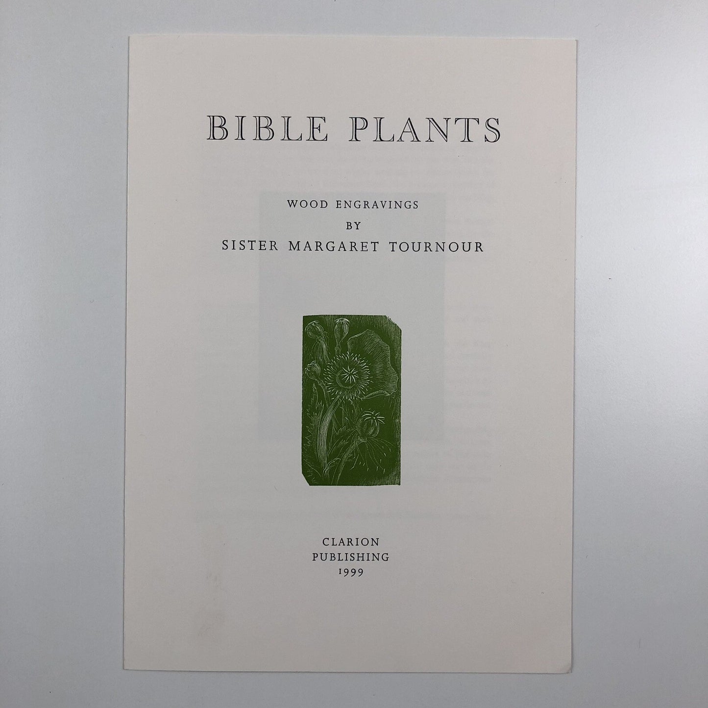 Prospectus – Bible Plants | Wood engravings by Sister Margaret Tournour | Clarion Publishing, 1999