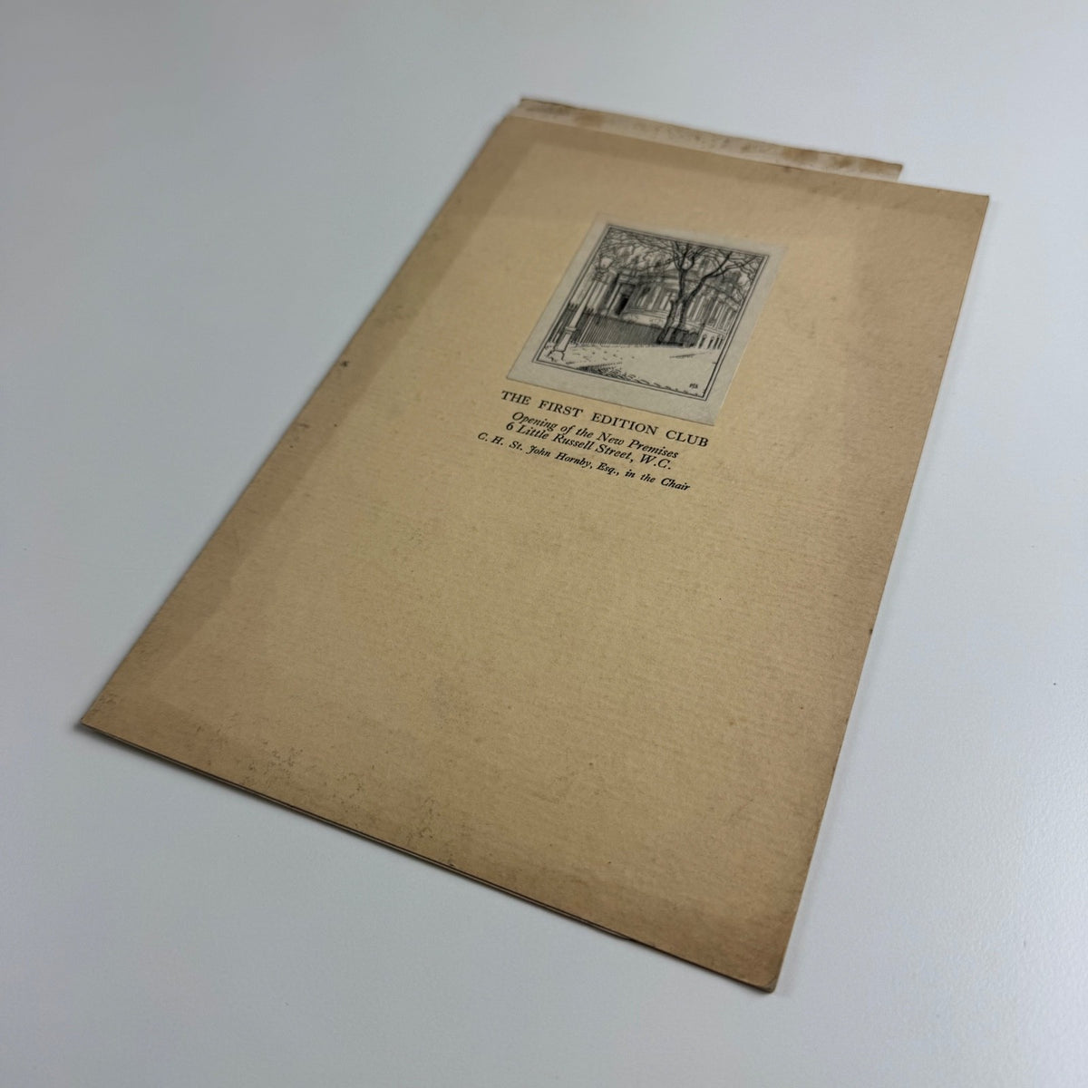 Ephemera: lunch menu The First Edition Club opening of the New Premises 6 Little Russell Street 1923