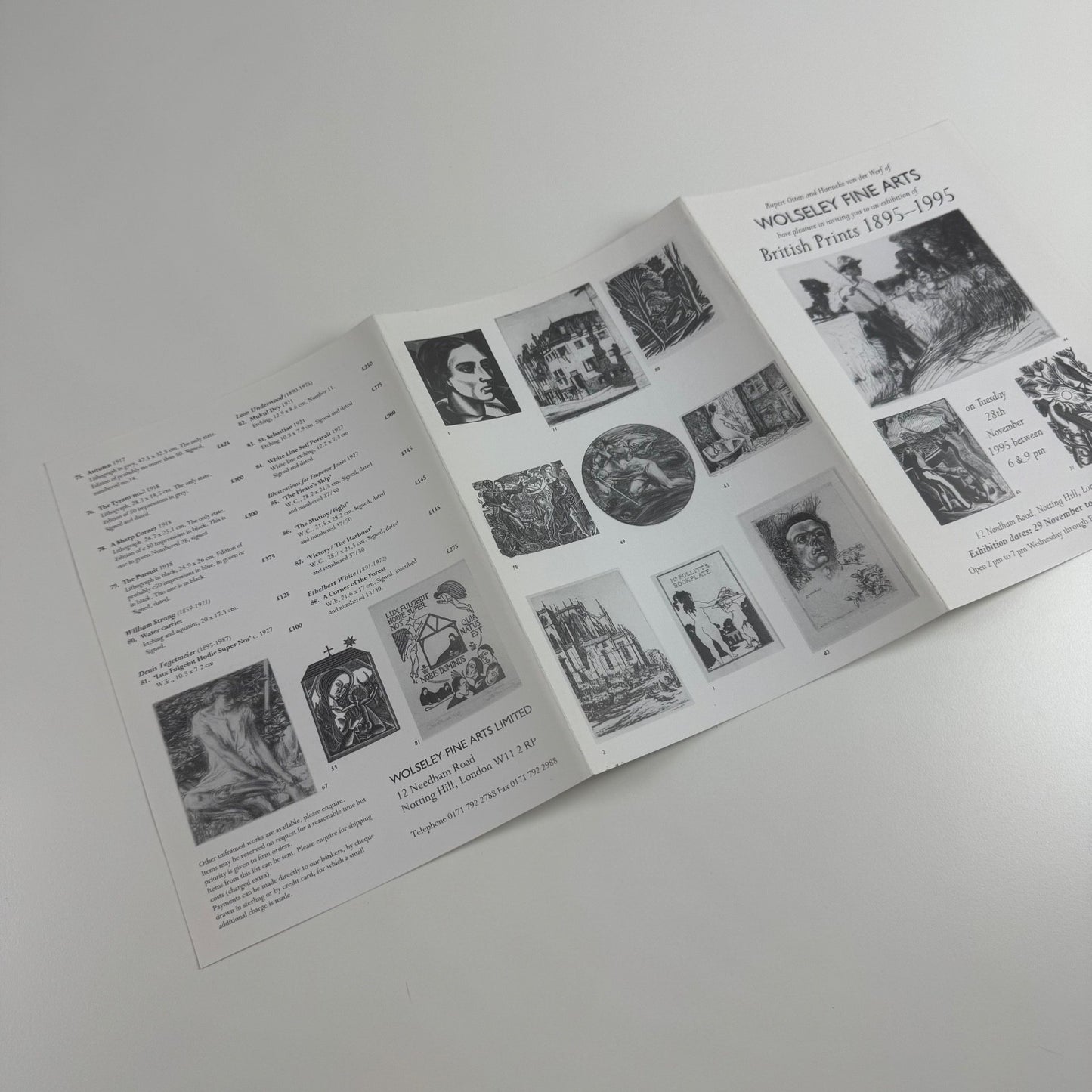 Folding card for British Prints 1895-1995 | Wolseley Fine Arts 1995