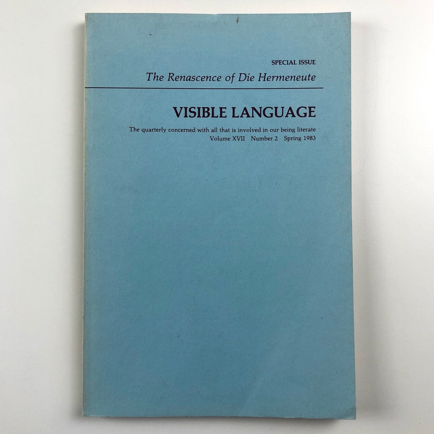 Visible Language journal Vol XVII, No. 2, Spring 1983 | The Renascence of Die Hermeneute