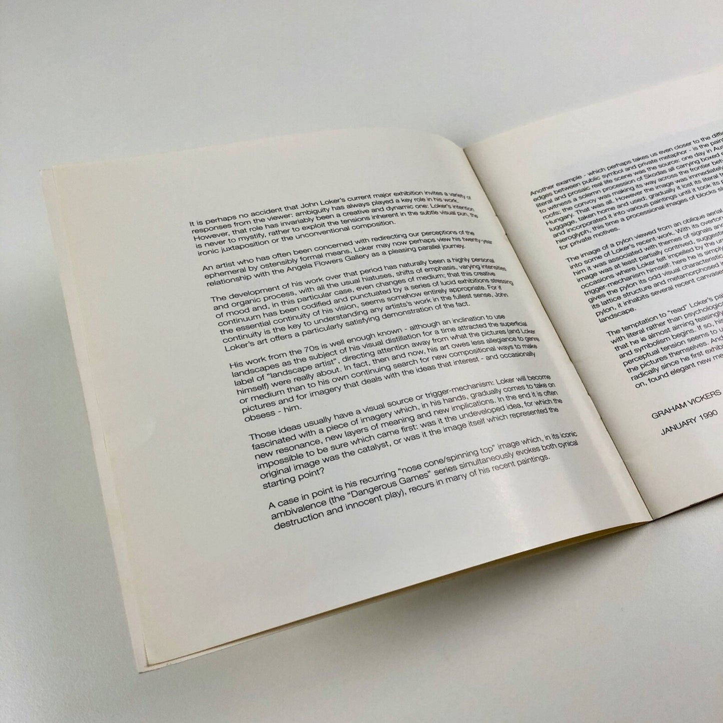 John Loker | Flowers East 1990 exhibition catalogue