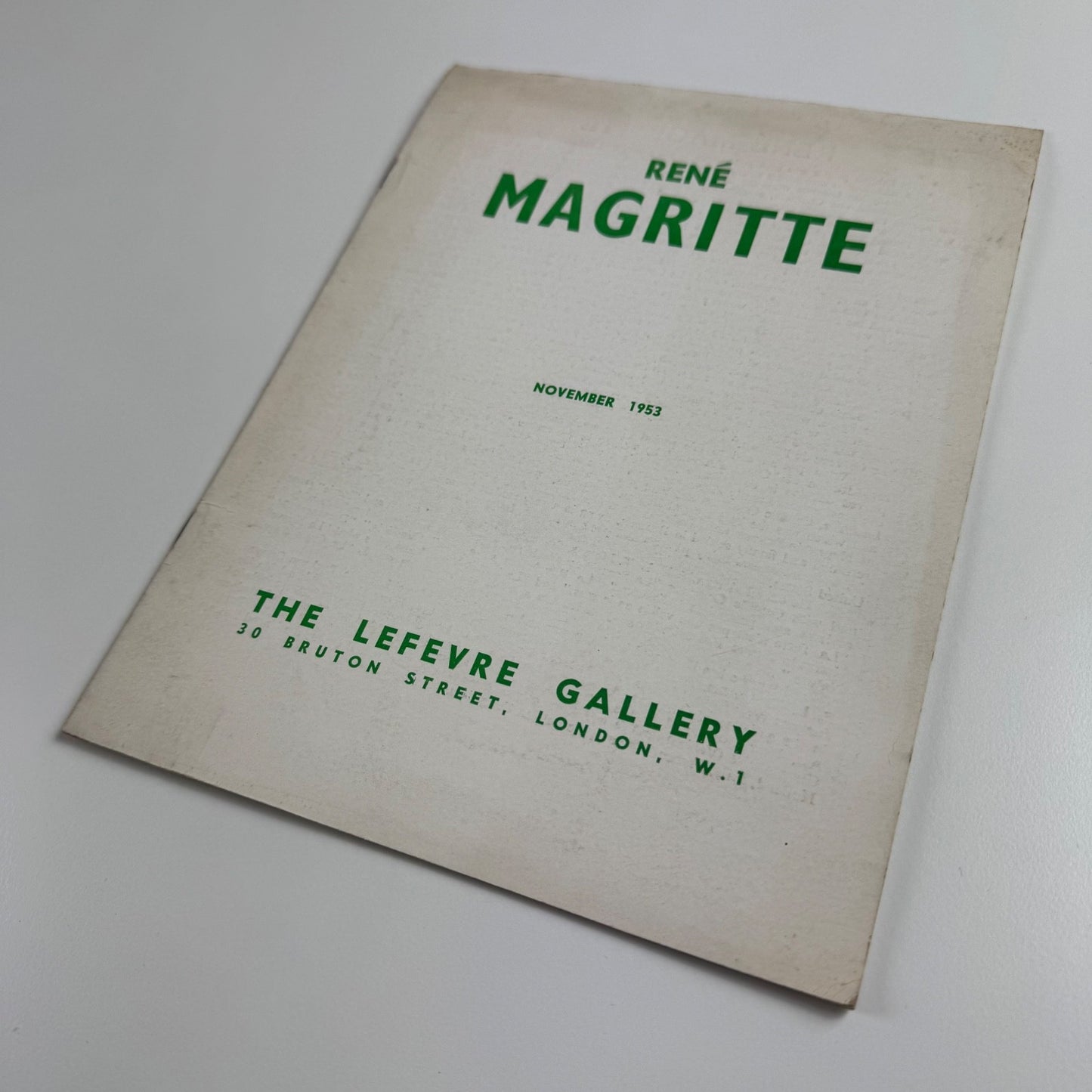 René Magritte | The Lefevre Gallery November 1953 catalogue and press release