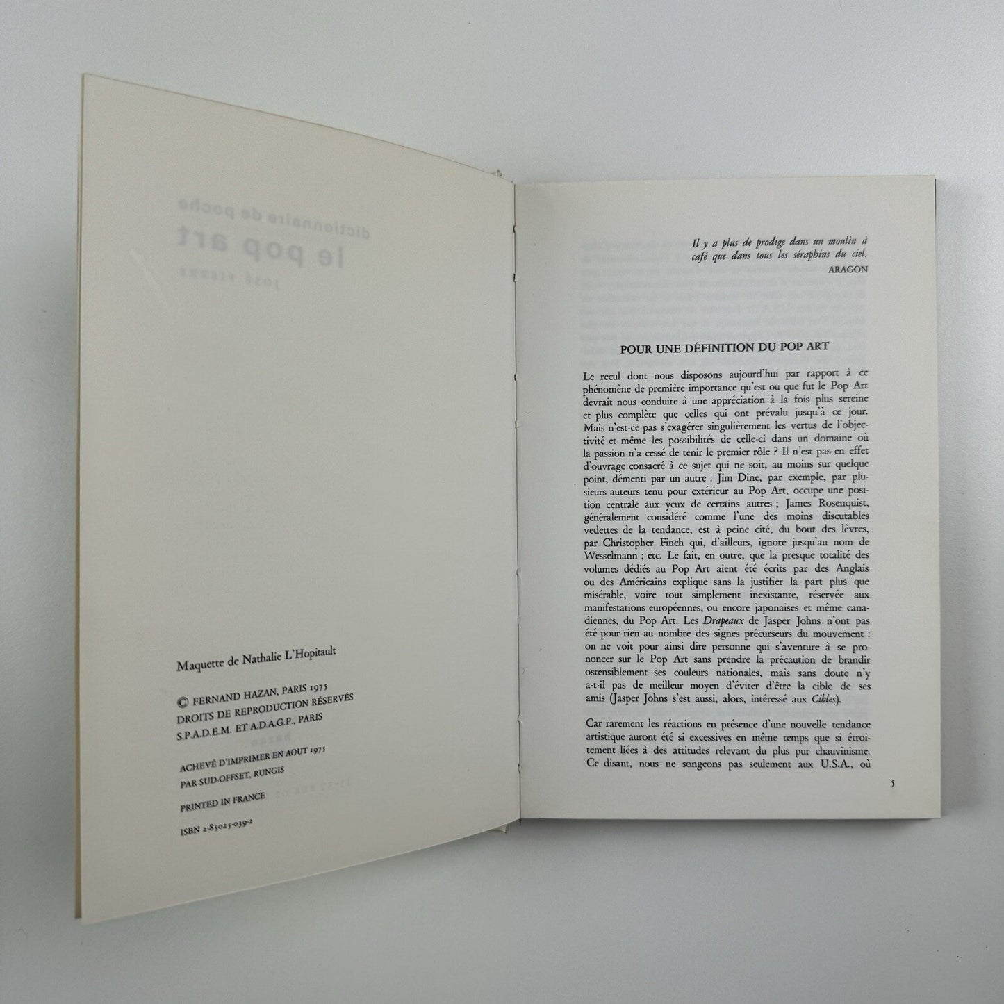 Dictionnaire de poche. Le pop art | Fernand Hazan, 1975