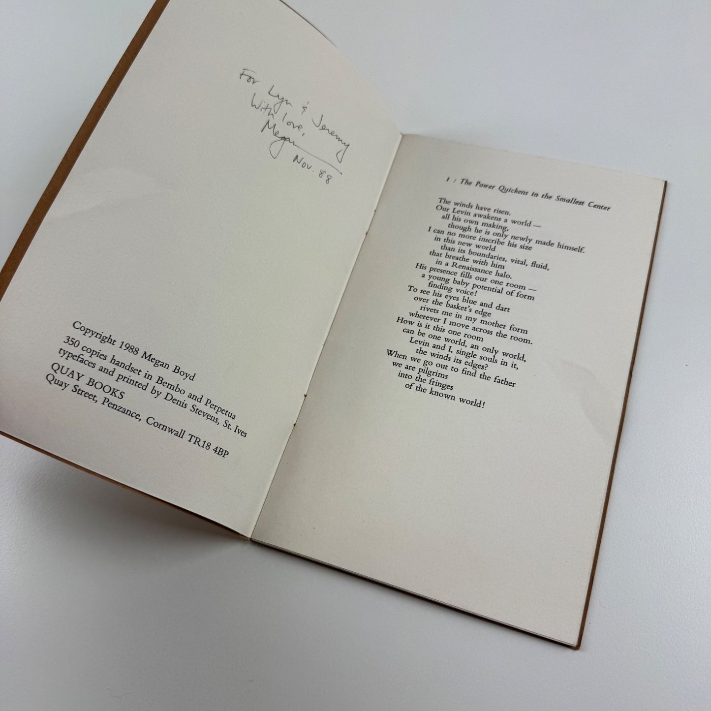 Poems Return to Spring & Gathering to Deep Water by Scott Chaskey | Megan Boyd | David Stevens printer, Quay Books, 1988