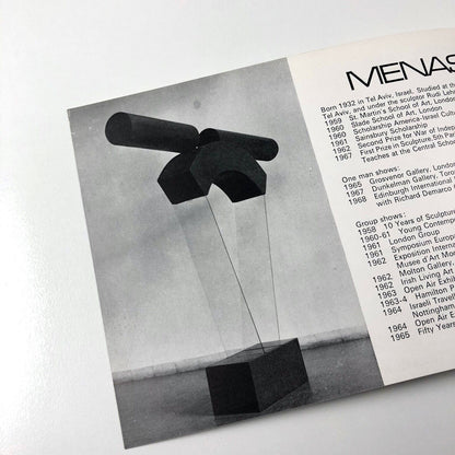 Leaflet Menashe Kadishman Sculpture | Edinburgh International Festival 1968 | Goldbergs in association with the Richard Demarco Gallery