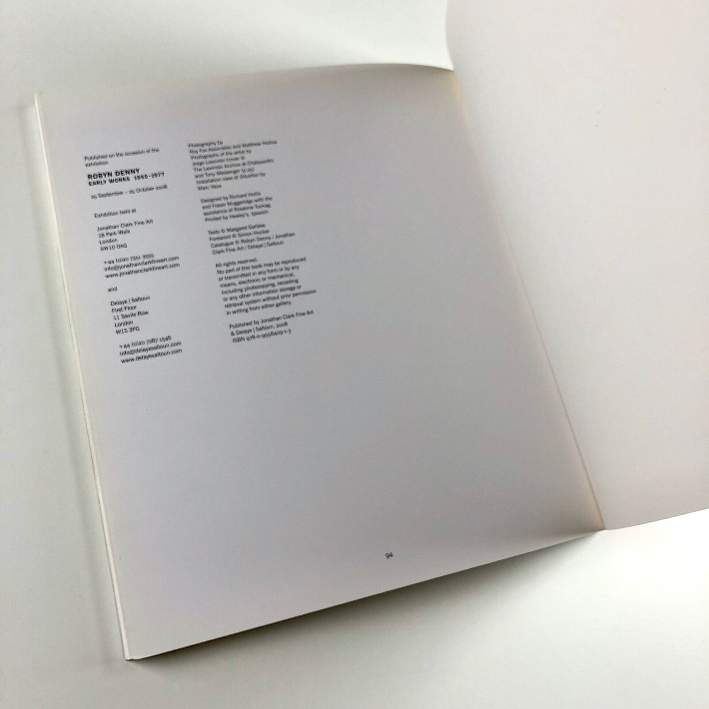 Robin Denny Early Works | Jonathan Clark / Delaye / Saltoun exhibition catalogue, 2008