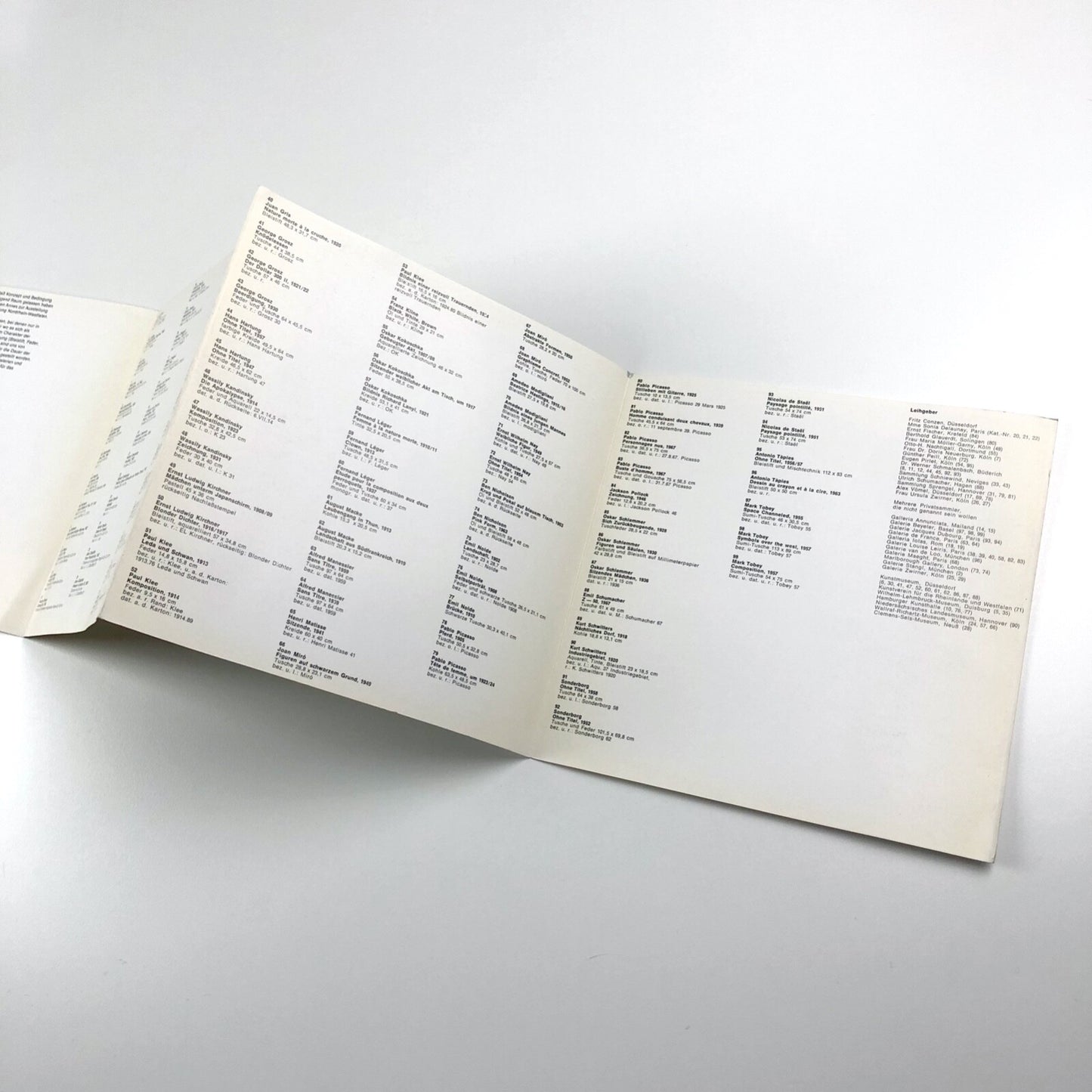 Handzeichnungen des 20. Jahrhunderts | Städtische Kunsthalle Düsseldorf folded exhibition card, 1968