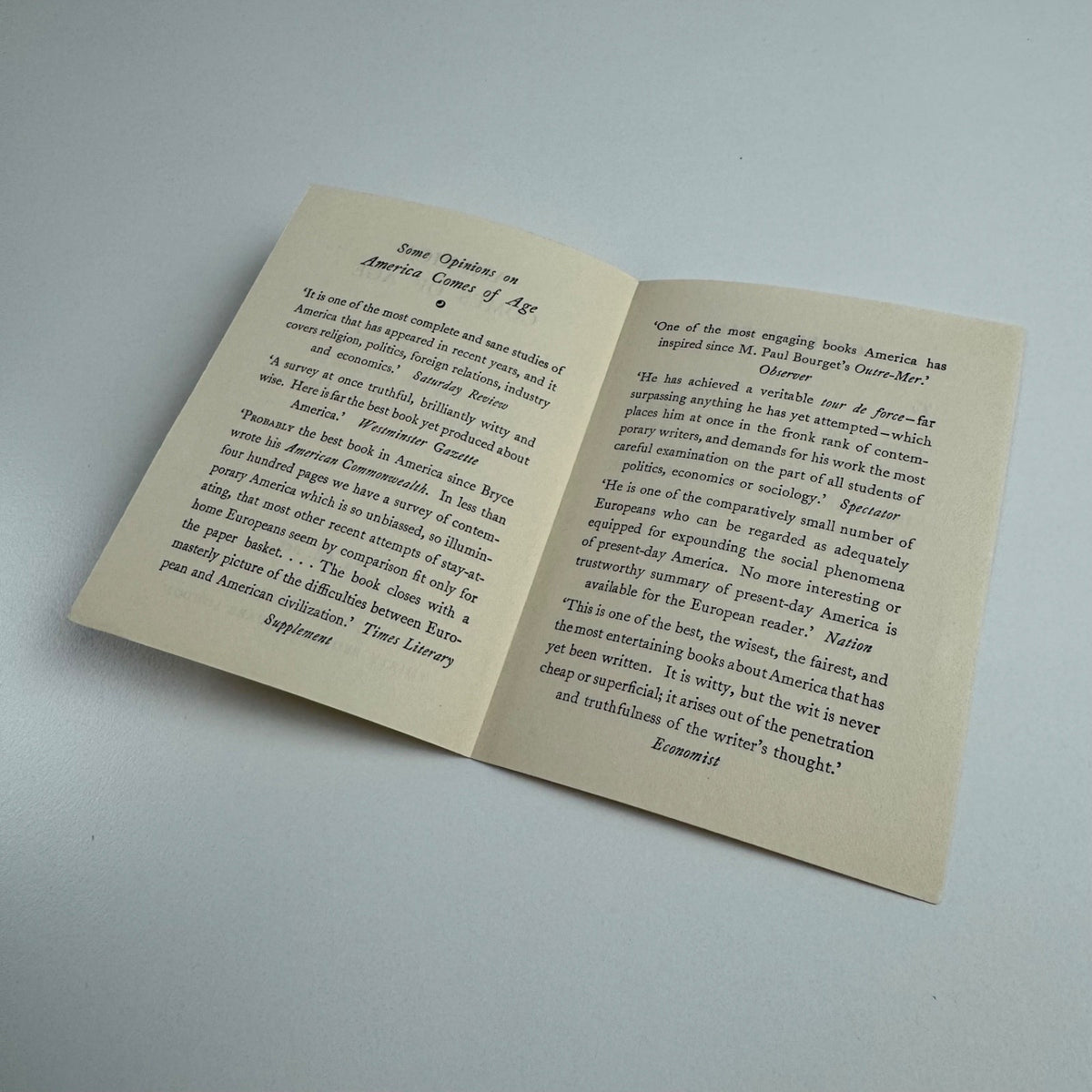 Tiny leaflet/order form for America Comes of Age by André Siegfried Jonathan Cape c.1927