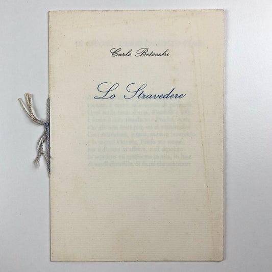 Lo Stravedere by Carlo Betocchi | Edited by Bino Rebellato / Padua, 1970