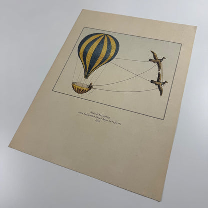 Coloured print of Neueste Erfindung linen Luftballon durch Adler zu regieren 1801 | Aerial Press, 1956