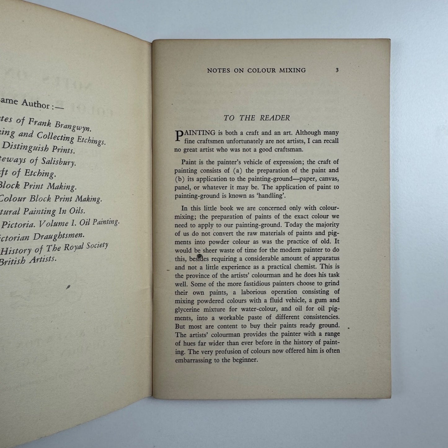 Notes on Colour Mixing by Hesketh Hubbard. Winsor & Newton, 1st edition 1947