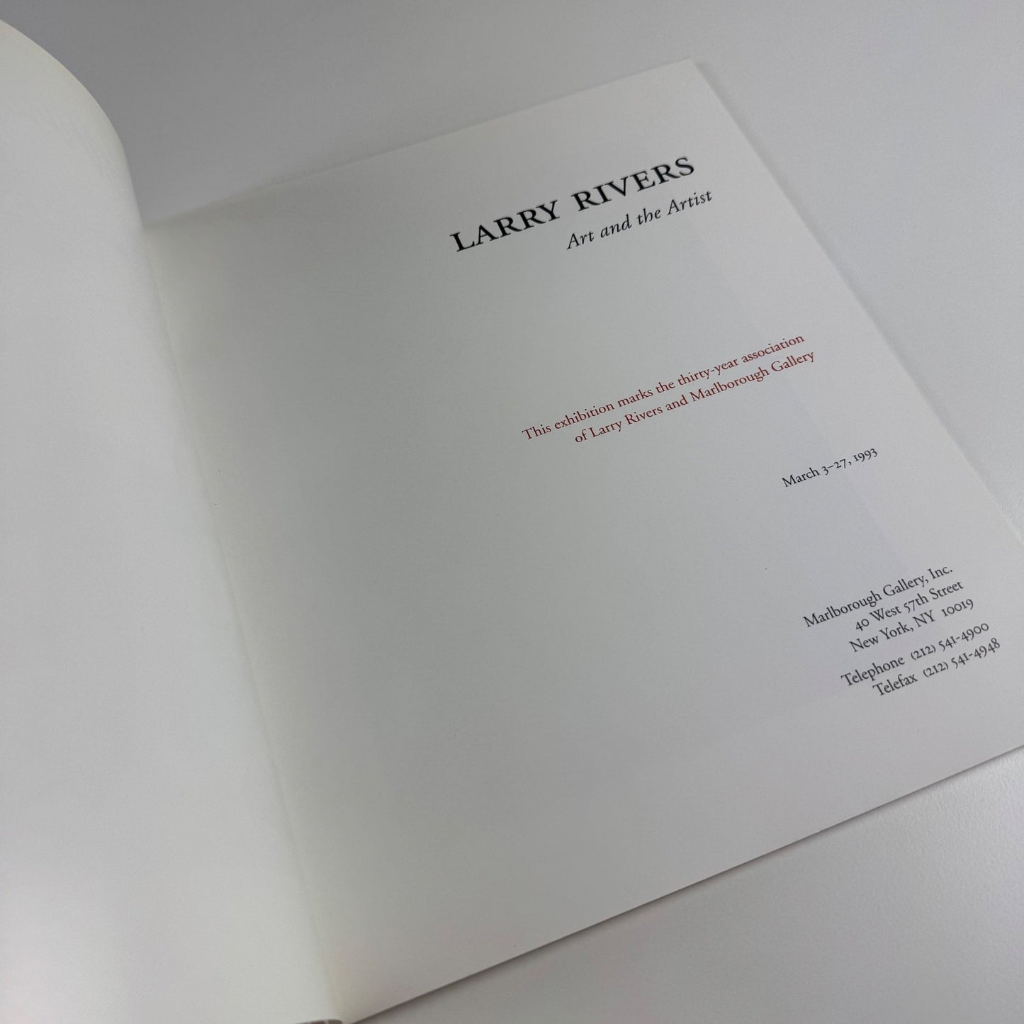 Larry Rivers. Art and the Artist | Marlborough New York, March 1993