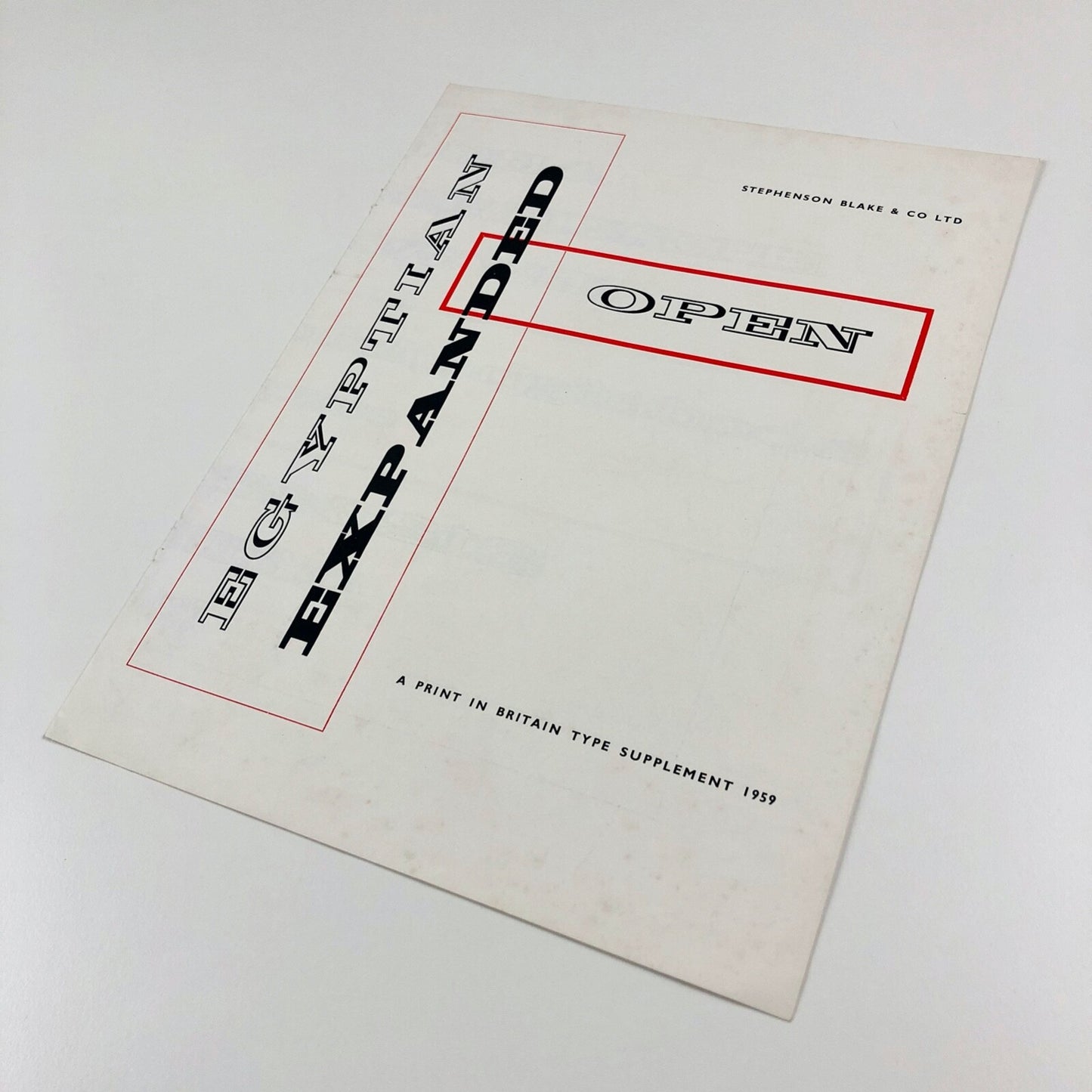 Egyptian Expanded Open | Stephenson Blake type specimen | Print in Britain, 1959