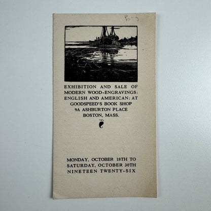 Leaflet for Exhibition and Sale of Modern wood-engravings: English and American | Goodspeed's Book Shop Boston 1926